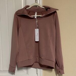 NWT- Dear Scarlett Dusty Rose Quarter-Zip Sweatshirt, Sz M